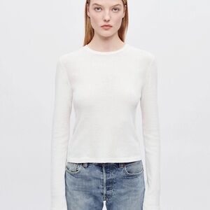 Everlane White Slim Long-Sleeve Crewneck Top